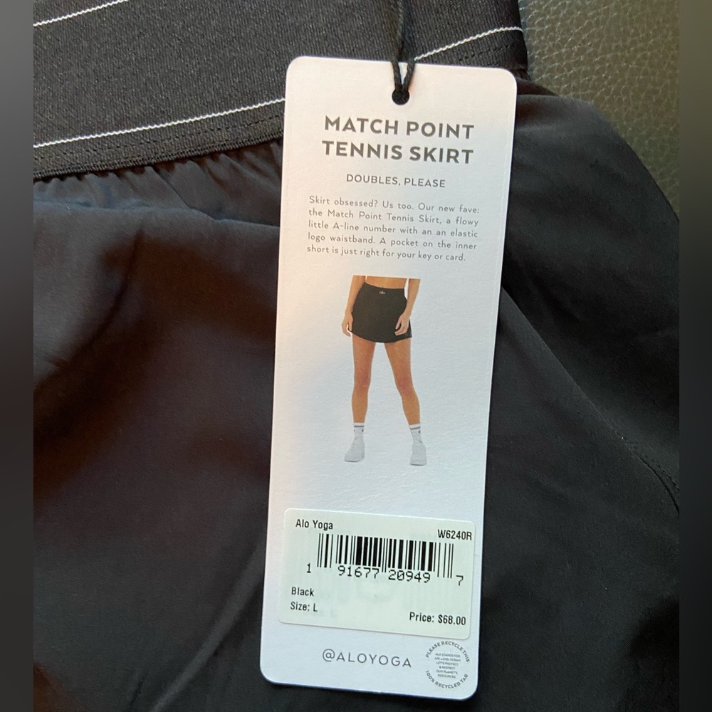 Alo Match Point Tennis Skirt (size large) black